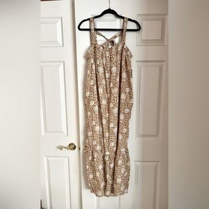 Old Navy Beige and White Printed Maxi Dress